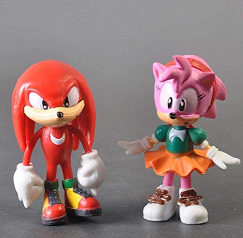 Mdcgok Personajes de Anime Modelo Sonic Boy Super Sonic Mouse PSP Juego 6 unids / Set Sonic estatuilla colección muñeca 6cm