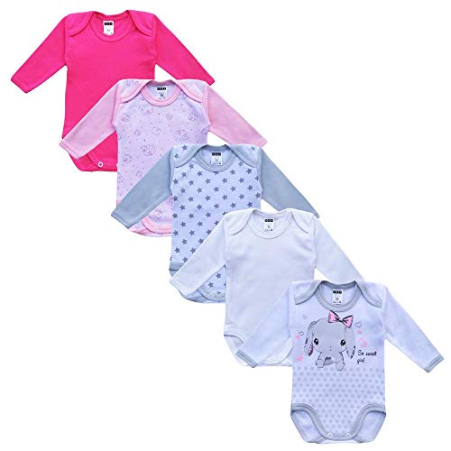 MEA BABY Body unisex de manga larga para bebé, 100 % algodón, 5 unidades, con estampado, body para bebé para niñas, body para bebé para niños Para niña 2 3 mes