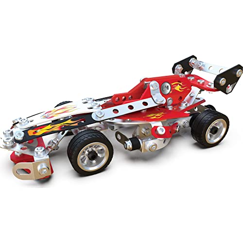 MECCANO Kit de construcción Modelo Stem de vehículos de Carreras 10 en 1 con 225 Piezas y Herramientas Reales, Juguetes para niños para niños de 8 años en adelante (6060104)