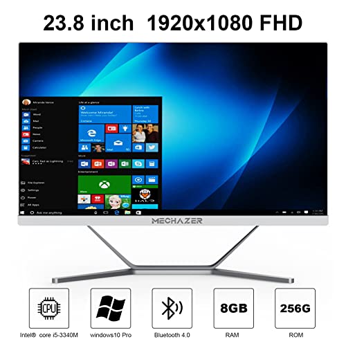 MECHAZER Z1 PC Computadora de escritorio todo en uno de 23.8 pulgadas Intel Core i5-3340M (hasta 3.4GHz) Windows10 Pro,8GB DDR3,256GB M.2 SSD,Dual-band WiFi Bluetooth (teclado y mouse qwerty gratis)