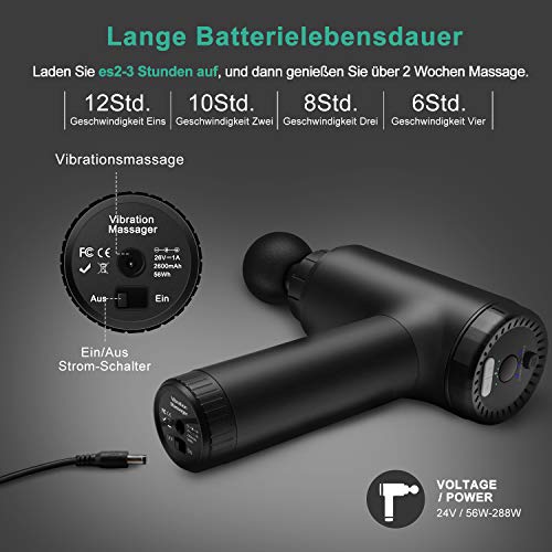 Medcursor - Masaje portátil para el alivio del dolor,las heridas musculares y la rigidez,vibración de alta intensidad,incluye 6 cabezales de masaje