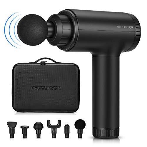 Medcursor - Masaje portátil para el alivio del dolor,las heridas musculares y la rigidez,vibración de alta intensidad,incluye 6 cabezales de masaje