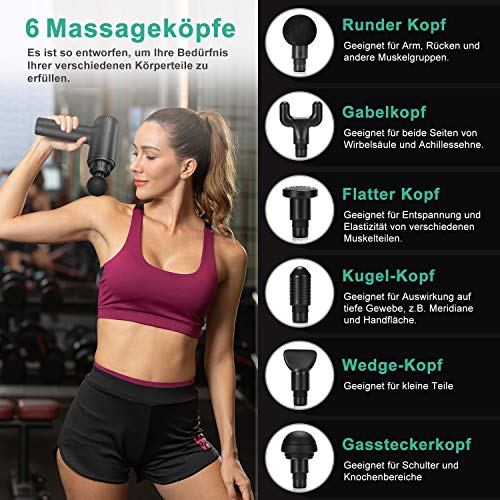 Medcursor - Masaje portátil para el alivio del dolor,las heridas musculares y la rigidez,vibración de alta intensidad,incluye 6 cabezales de masaje