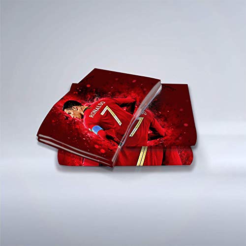 Meet Fútbol Cristiano Ronaldo Juego De Funda Nórdica 20% Algodón Percal, 200 Hilos, para Cama Doble, King E Individual, Damasco (Estilo 01,(150x200cm)-Cama de 90)