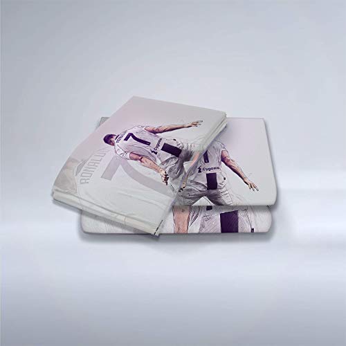 Meet Juego De Cama con Funda Nórdica De Fútbol Cristiano Ronaldo, Polialgodón Suave, con Funda De Almohada, Cama Individual/Doble, para Niños Y Adultos (Estilo 01,(180x220 cm)-Cama de 105/135)