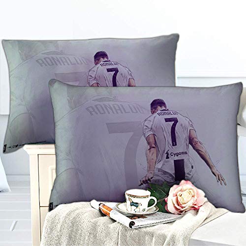 Meet Juego De Cama con Funda Nórdica De Fútbol Cristiano Ronaldo, Polialgodón Suave, con Funda De Almohada, Cama Individual/Doble, para Niños Y Adultos (Estilo 01,(180x220 cm)-Cama de 105/135)