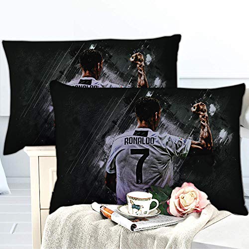 Meet Juego De Cama Funda Nórdica para 1/2 Persona, Funda De Almohada Fútbol Cristiano Ronaldo Juego De Cama De Microfibra Suave (Estilo 06,(150x200cm)-Cama de 90)