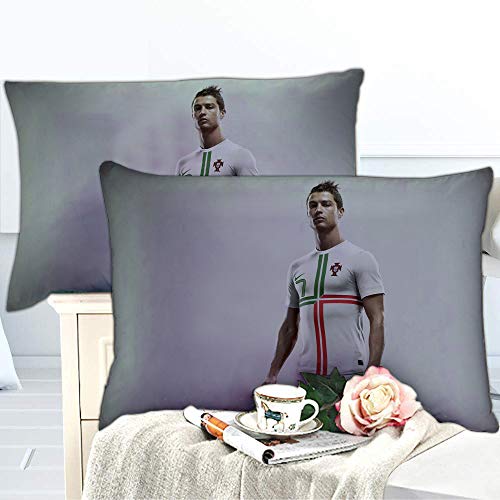 Meet Juego De Funda Nórdica Cepillada Tamaño Doble - 3 Piezas Juegos De Fundas De Edredón De Microfibra Hipoalergénica Ultra Suave - Fútbol Cristiano Ronaldo (Estilo 01,(150x200cm)-Cama de 90)
