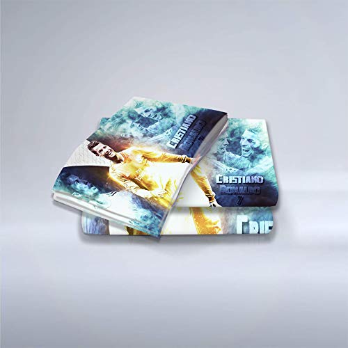 Meet Juego De Sábanas Cómodo Y Suave, Fútbol Cristiano Ronaldo Diseño, 80% Poliéster 20% Algodón, Anti-alergia, Anti-decoloración, Impresión HD (Estilo 02,(150x200cm)-Cama de 90)