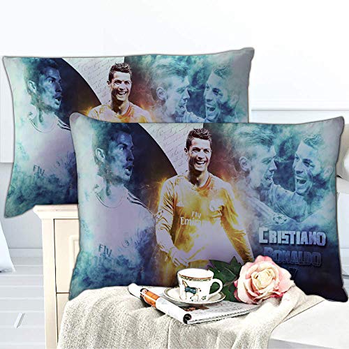 Meet Juego De Sábanas Cómodo Y Suave, Fútbol Cristiano Ronaldo Diseño, 80% Poliéster 20% Algodón, Anti-alergia, Anti-decoloración, Impresión HD (Estilo 02,(150x200cm)-Cama de 90)