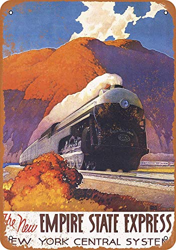 mefoll 12x16 Metal Sign - New York Central Railroad Empire State Express - Retro Wall Decor Home Decor Funny Novelty Tin Sign Bar Decor