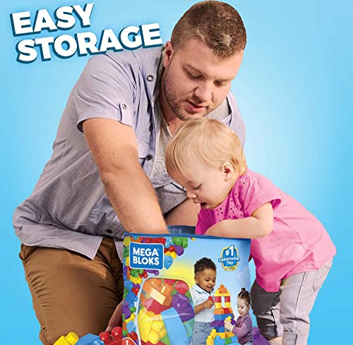 Mega Bloks Bolsa clásica con 80 bloques de construcción, juguete para bebé + 1 año Mattel DCH63)