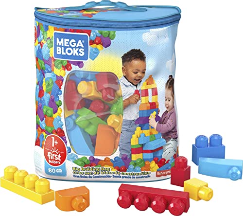 Mega Bloks Bolsa clásica con 80 bloques de construcción, juguete para bebé + 1 año Mattel DCH63)