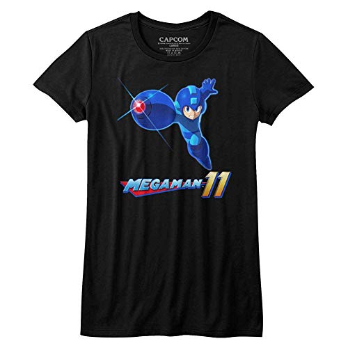 Mega Man Capcom - Camiseta para videojuegos Mega Man 11 Juniors, Negro, Large