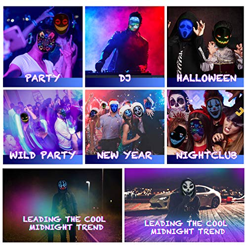 megoo Más reciente máscara led con bluetooth programable, Para de Mascarada de Disfraces Fiesta de cosplay halloween,Máscaras de led Iluminada Para Adultos,Máscara Más Genial 2021(Batería)