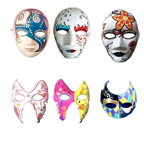 Meimask 10pcs bricolaje papel blanco máscara de pulpa en blanco máscara pintada a mano personalidad creativo diseño libre máscara (Hombres)