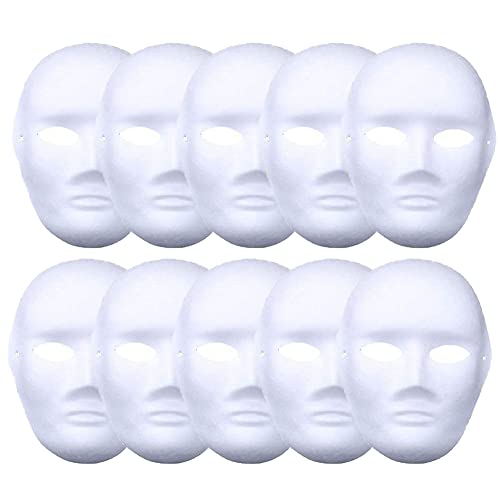 Meimask 10pcs bricolaje papel blanco máscara de pulpa en blanco máscara pintada a mano personalidad creativo diseño libre máscara (Hombres)