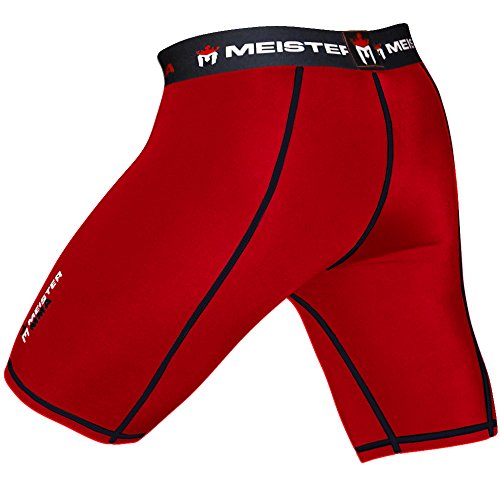 Meister MMA Pantalones cortos de compresión Rush Fight w/Cup Pocket - Rojo - XXL (38-39)