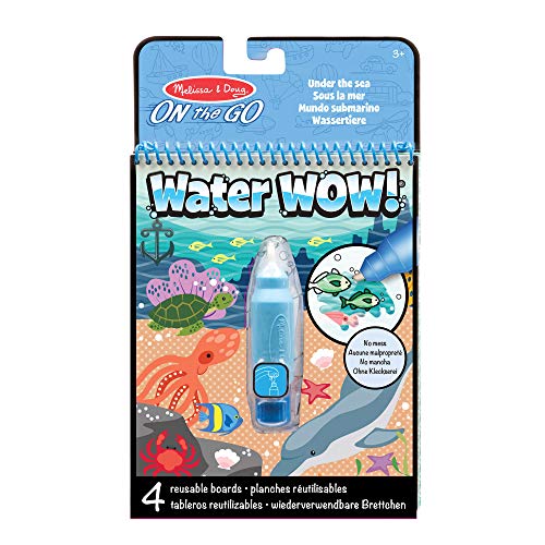 Melissa & Doug Water Wow On The Farm Juego de Dibujo, Multicolor + Water Wow Safari Juego de Dibujo, 3-7 Años + Mundo Submarino Bloc Revelador para Colorear con Agua
