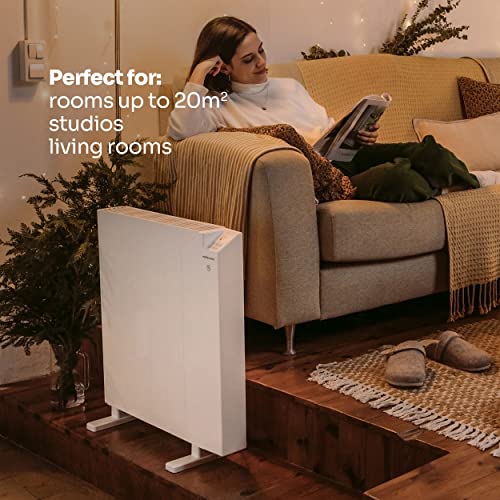 Mellerware - Emisor Térmico Bajo Consumo Comfy! 1200W WIFI | Programable 3 Modos +Temp. Ajustable + Función Ventana Abierta | Temporizador | Radiador Eléctrico Potente |20m2| Google Home Alexa |Medium