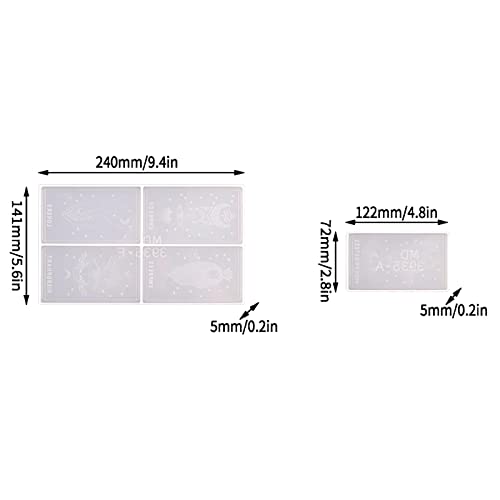 mementoy Tarot Molde Tarot Tarjetas de Resina Moldes de Silicona DIY Cristal Epoxy Tarot Marca Espejo Molde de Silicona Molde de Silicona para Fundición de Resina, Juego de Tarjeta de Adivinación