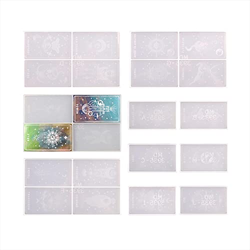 mementoy Tarot Molde Tarot Tarjetas de Resina Moldes de Silicona DIY Cristal Epoxy Tarot Marca Espejo Molde de Silicona Molde de Silicona para Fundición de Resina, Juego de Tarjeta de Adivinación