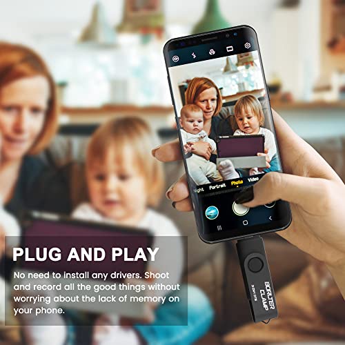 Memoria USB 3.0 de 64 GB Unidad Flash 3 en 1 para Teléfonos Android, BorlterClamp Pendrive OTG Memory Stick con 3 Puertos (USB C/microUSB/USB 3.0) para Samsung Galaxy, PC y Más (Negro)