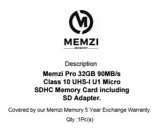MEMZI PRO - Tarjeta de memoria micro SDHC de 32 GB clase 10 90 MB/s con adaptador SD para Tablet Bq o teléfonos móviles Aquaris