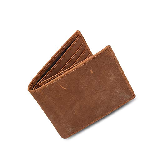 Men's Leather Wallet Custom Multi-Card Wallet Gift Anti-Magnetic Cowhide RFID Wallet-Brown