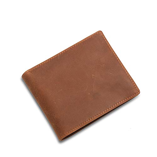 Men's Leather Wallet Custom Multi-Card Wallet Gift Anti-Magnetic Cowhide RFID Wallet-Brown