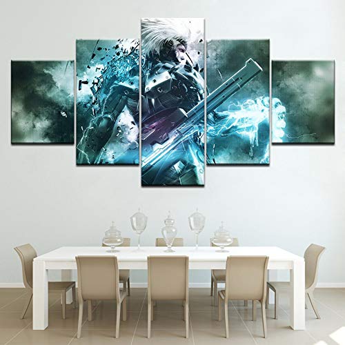 Metal Gear Rising Wallpapers 5 paneles Moderno Modular Poster art Pintura en lienzo para la sala de estar Decoración para el hogar, 40X100