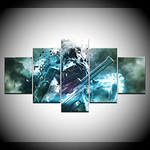 Metal Gear Rising Wallpapers 5 paneles Moderno Modular Poster art Pintura en lienzo para la sala de estar Decoración para el hogar, 40X100