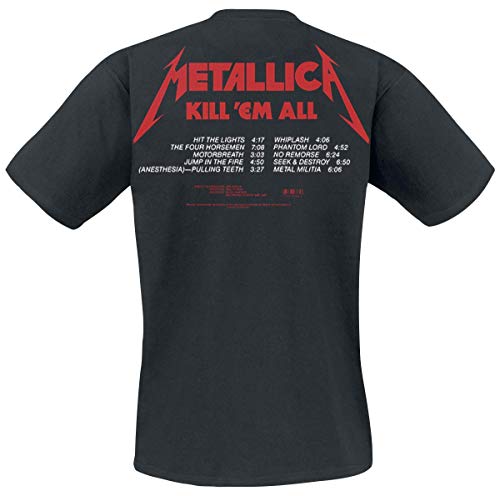Metallica Kill 'Em All Hombre Camiseta Negro 4XL, 100% algodón, Regular
