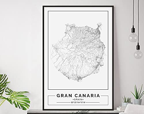 MG global - Impresión de mapa de Gran Canaria, cartel de mapa de Gran Canaria, arte mural Gran Canaria, cartel de arte de Gran Canaria España