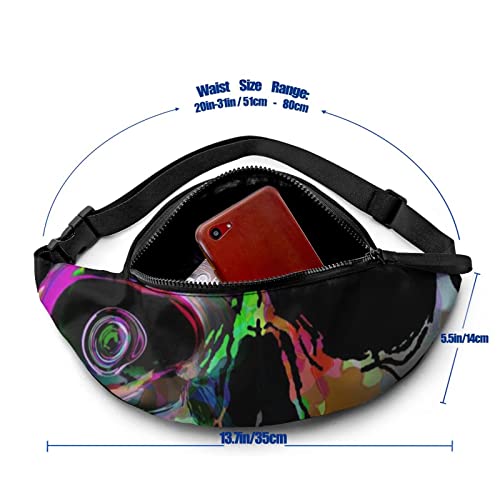 MGCEDLTD Grim Skeleton Fanny Pack para hombres y mujeres Bolsa de cintura ajustable con paquete de cintura para auriculares, ver imagen, As Shown,