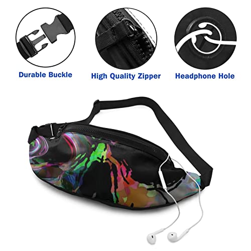 MGCEDLTD Grim Skeleton Fanny Pack para hombres y mujeres Bolsa de cintura ajustable con paquete de cintura para auriculares, ver imagen, As Shown,