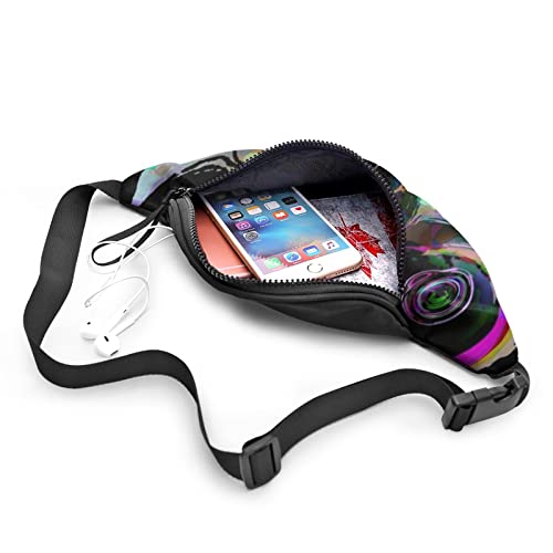 MGCEDLTD Grim Skeleton Fanny Pack para hombres y mujeres Bolsa de cintura ajustable con paquete de cintura para auriculares, ver imagen, As Shown,