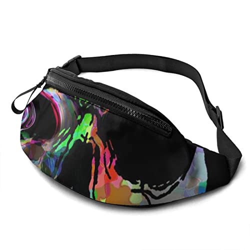 MGCEDLTD Grim Skeleton Fanny Pack para hombres y mujeres Bolsa de cintura ajustable con paquete de cintura para auriculares, ver imagen, As Shown,