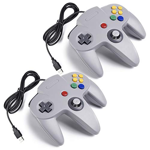 miadore 2 Pack Classic N64 Retro USB Controller Gamepad Joystick para PC y Mac (Gris)