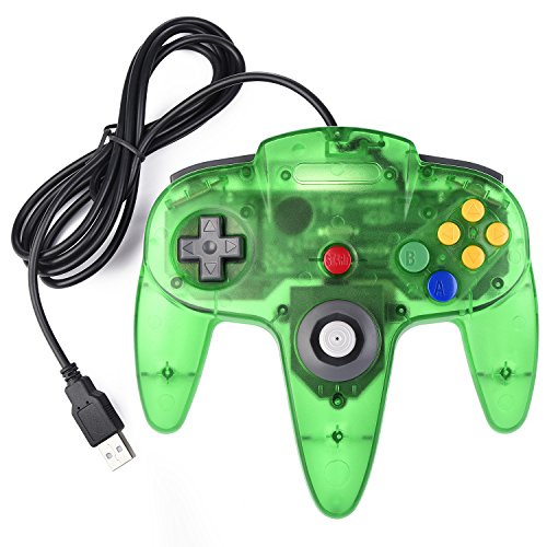 miadore N64 - Controlador clásico con Cable, Retro N 64 N64 USB Controladores PC Gamepad Joystick para Windows PC Mac Raspberry Pie (Verde Claro)