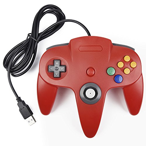 miadore Retro N64 USB Controller N64 Gamepad Joypad para Windows PC Mac Raspberry Pi 3 (Rojo)