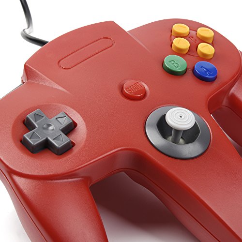 miadore Retro N64 USB Controller N64 Gamepad Joypad para Windows PC Mac Raspberry Pi 3 (Rojo)