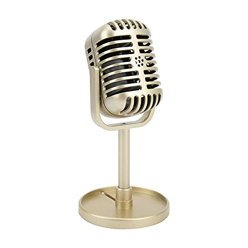 Micrófono de apoyo clásico Accesorios de micrófono retro Modelo de micrófono de apoyo clásico Micrófono de plástico vintage Decoración de mesa de escenario para filmar espectáculos de baile(dorado)