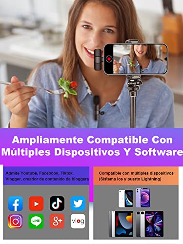 Micrófono Inalámbrico para iPhone, Moman CP1(A) 2,4 GHz Wireless Micro para Móvil con Interfaz Lightning para Youtube/Vlogging/Live Streaming, Micrófono-Inalámbrico-Wireless-iPad-iPhone 13/12/11 etc