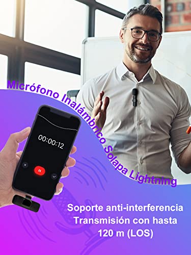 Micrófono Inalámbrico para iPhone, Moman CP1(A) 2,4 GHz Wireless Micro para Móvil con Interfaz Lightning para Youtube/Vlogging/Live Streaming, Micrófono-Inalámbrico-Wireless-iPad-iPhone 13/12/11 etc