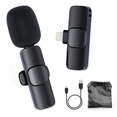 Micrófono Inalámbrico para iPhone, Moman CP1(A) 2,4 GHz Wireless Micro para Móvil con Interfaz Lightning para Youtube/Vlogging/Live Streaming, Micrófono-Inalámbrico-Wireless-iPad-iPhone 13/12/11 etc
