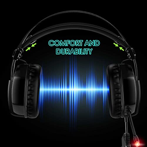 Mifanstech V-10 Auriculares Gaming Cascos con microfono para Nintendo Switch Xbox One PS4 PC Premium Stereo con Bass Surround Cancelacion Ruido La Disfruta de Lujo del Sonido Nítido (Black)