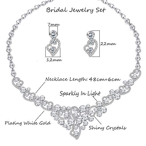 MILACOLATO Plata-Piedra Cristal Corazón Nupcial Dama de Honor Collar de Diamantes de Imitación Conjunto Pulsera Colgar Pendientes Conjuntos de Joyas de Baile de Bodas
