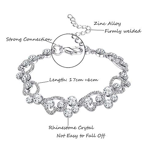 MILACOLATO Plata-Piedra Cristal Corazón Nupcial Dama de Honor Collar de Diamantes de Imitación Conjunto Pulsera Colgar Pendientes Conjuntos de Joyas de Baile de Bodas