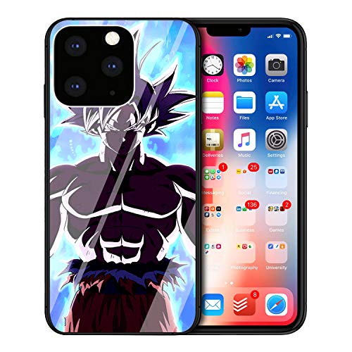 MIM Global Dragon Ball Z Super iPhone Vidrio Templado Protectores Tempered Glass Case Cover Compatible para Todos iPhones (iPhone 12 Mini, Mr Goku)